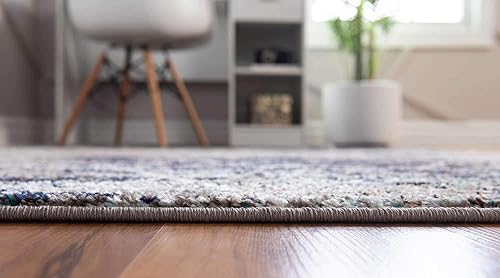 Miniatura 12 de Unique Loom Trellis Frieze Collection Alfombra de Área - Geométrica (5' x 8', Azul Multi Marfil)