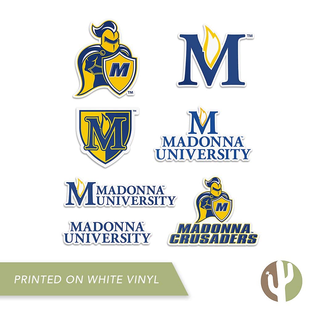 Madonna University Crusaders NCAA Sticker Sheet - 8 Vinyl Decals For Laptop, Car, Water Bottle - Officially Licensed