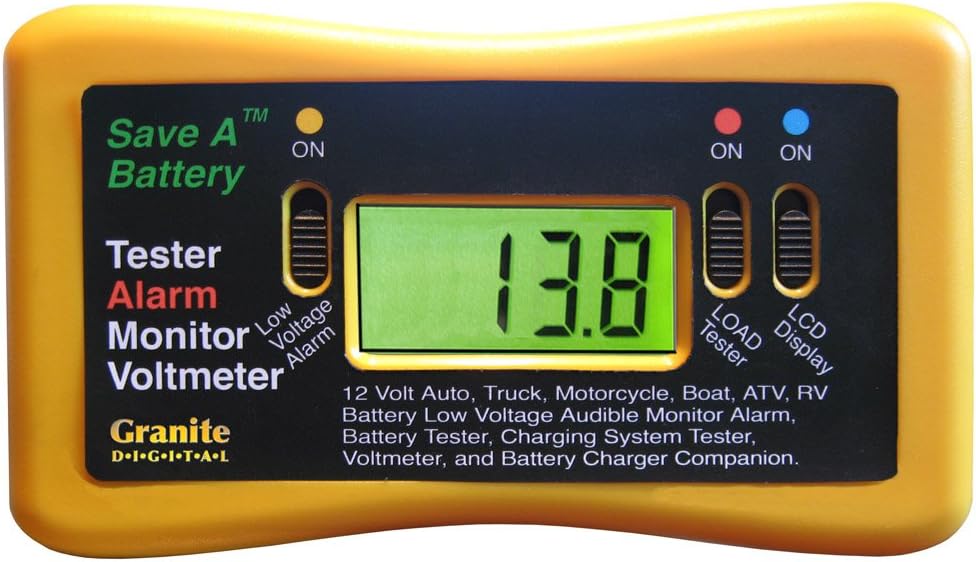 Save A Battery 1295 12Volt Battery Alarm Monitor with Load Tester and Voltmeter