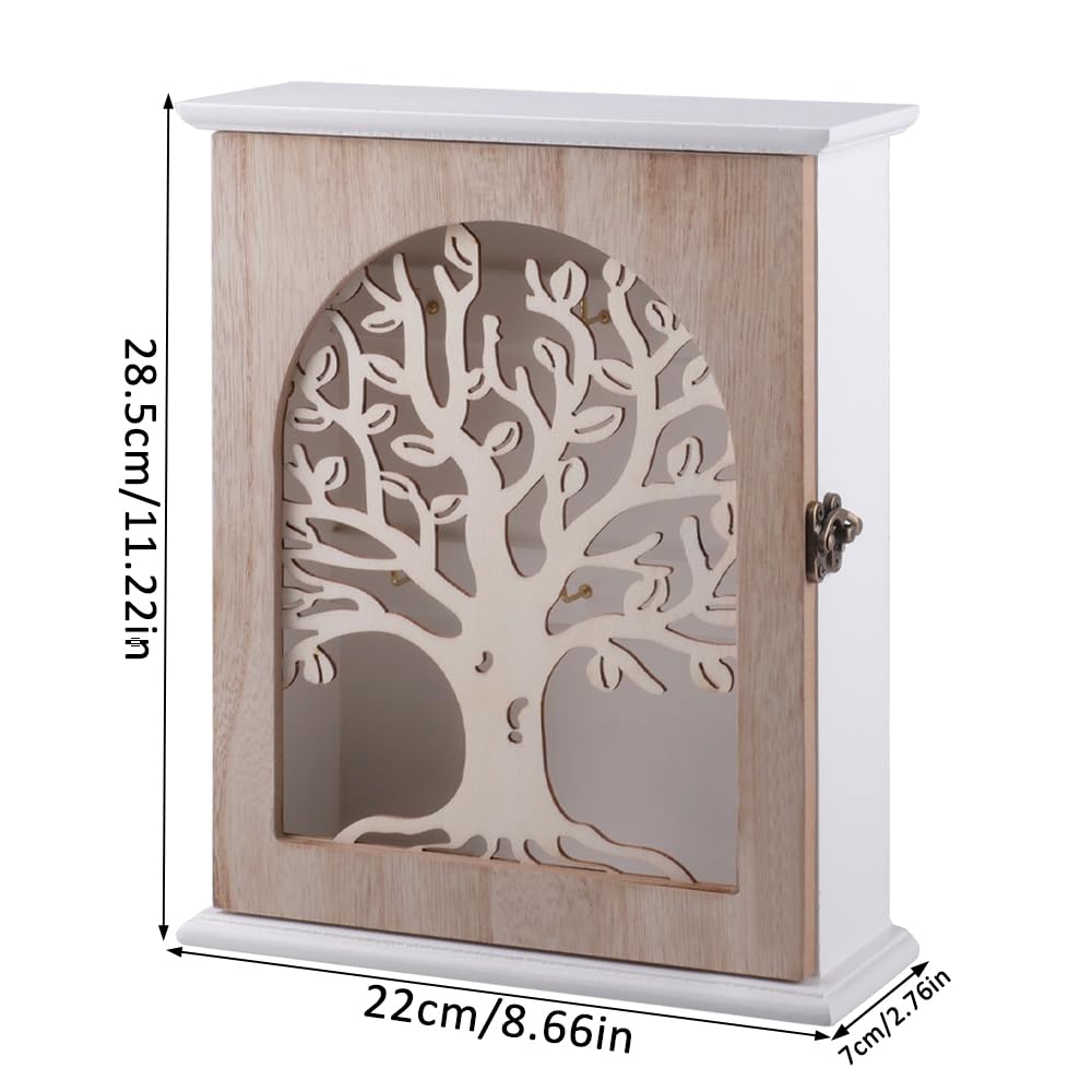 Armoire à Clés En Bois Boîte à Clés Murale En Bois Avec 6 Crochets