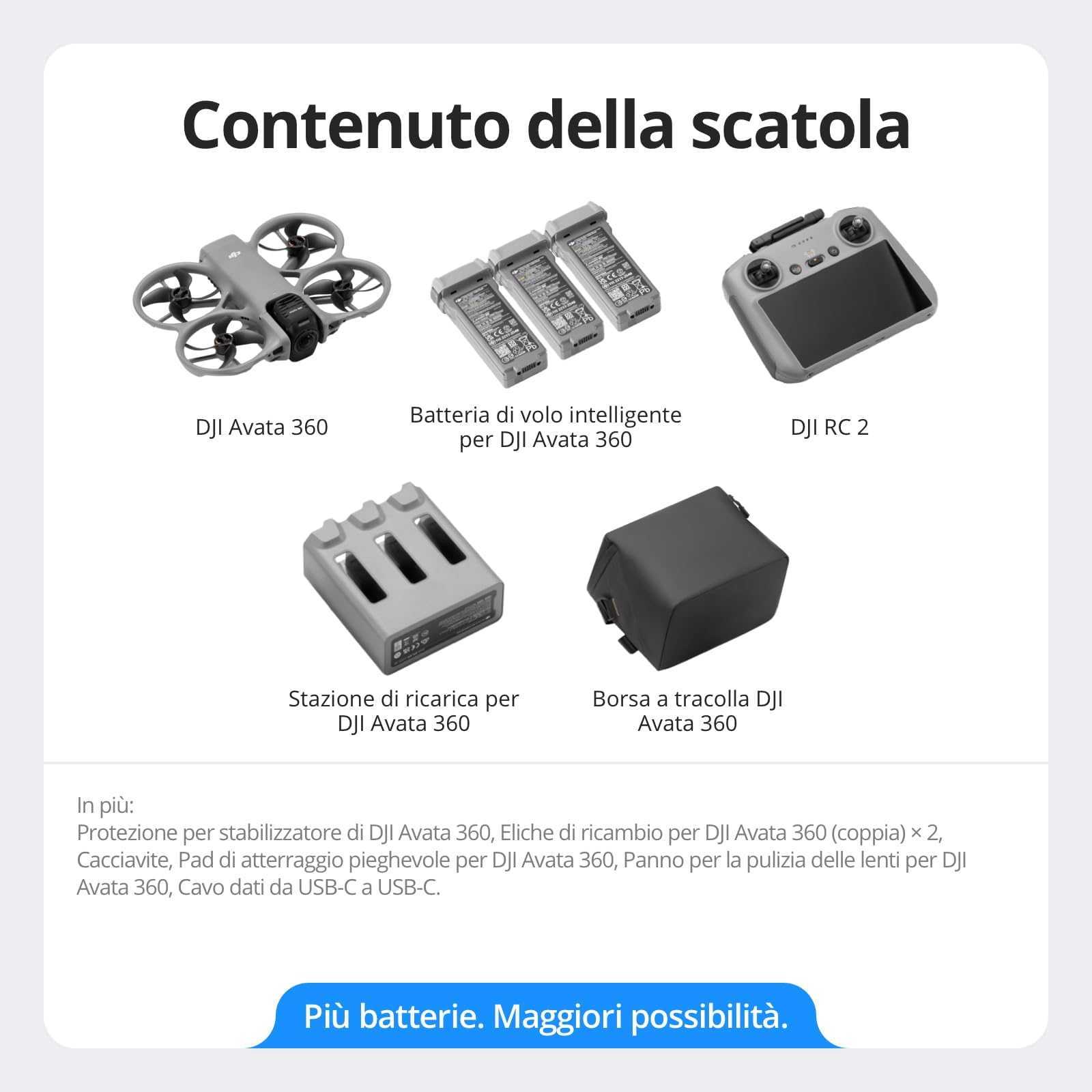 DJI Avata 360 Combo Fly More (RC 2) con accessori, drone a 360° con imaging 8K da 1 pollice per FPV e riprese aeree, con paraelica, Pad di atterraggio pieghevole (Avata 360 Fly More Combo)