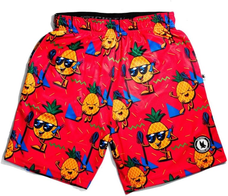 Flow Society Pineapple Lax Boys Shorts - Kid Athletic - Basketball - Baseball - Hockey - Football - Lacrosse - Pink