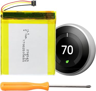 for Nest Thermostat Battery 3rd Generation TL284443 Battery Replacement for Nest Learning Thermostat gen 3 A0013 T3007ES Smart Home with Tool