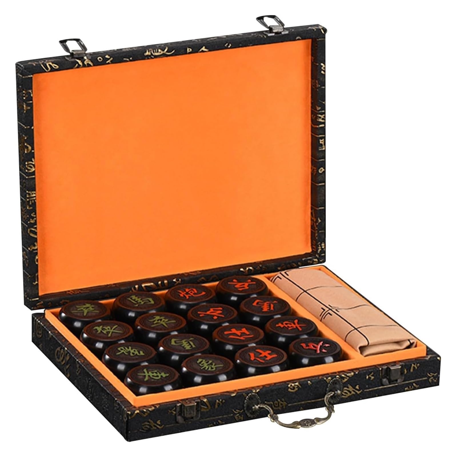 Zestaw szachowy Xiangqi dla 2 graczy - edukacyjna strategiczna gra planszowa z pudełkiem i skórzaną szachownicą (Purple Sandalwood 5.8cm/2.3in)