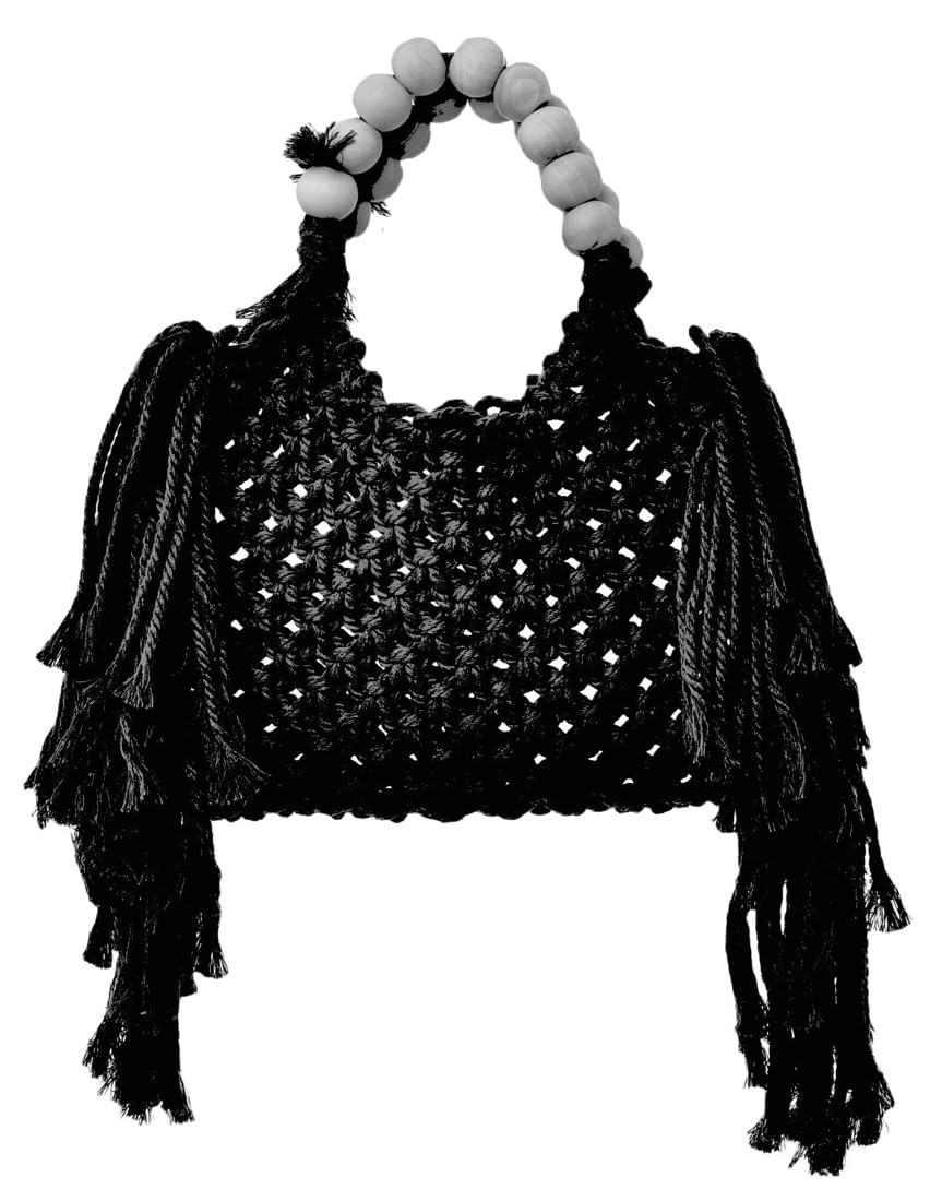 Knit Beach Bag Vintage Shoulder Bag Crossbody Purse with Tassels Work Travel Beach Bag Summer Hobo Bags Tote Handbag