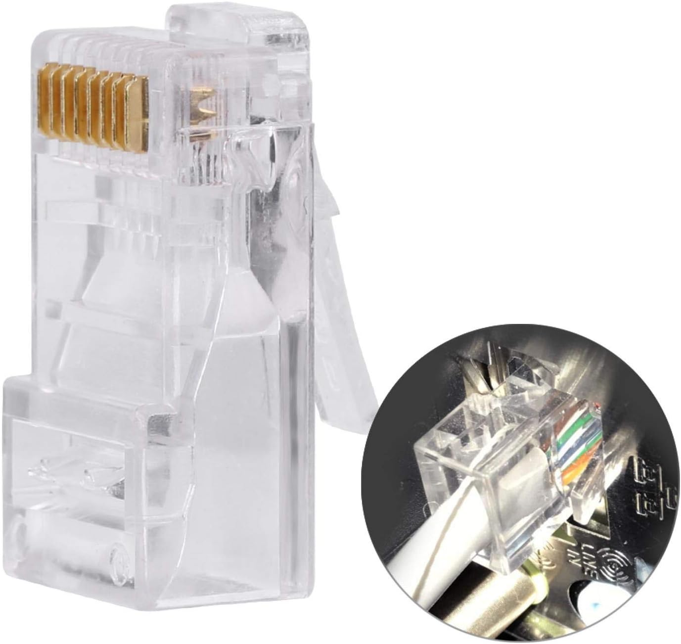 100Pcs Modular Plugs, Cat5 Cat5e RJ45 Network Cable Connectors