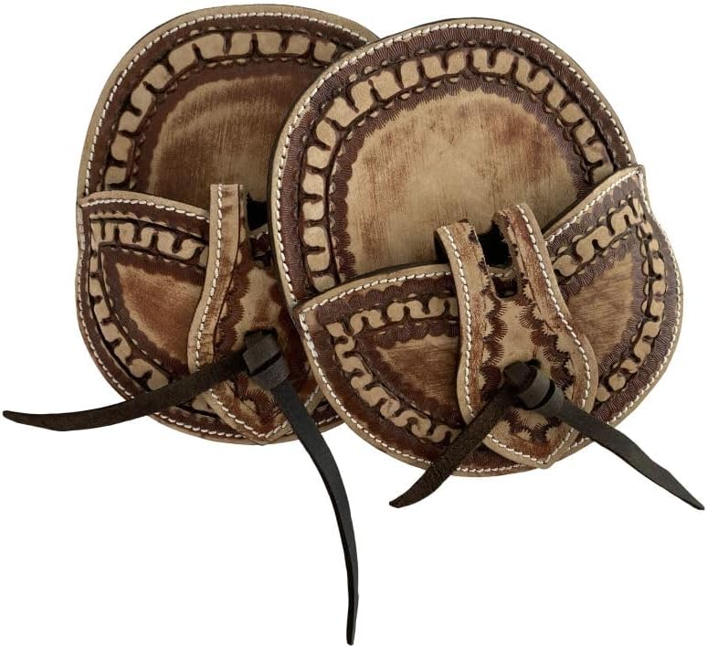 Showman Pocket Style Tooled Leather Cinch Buckle Guards