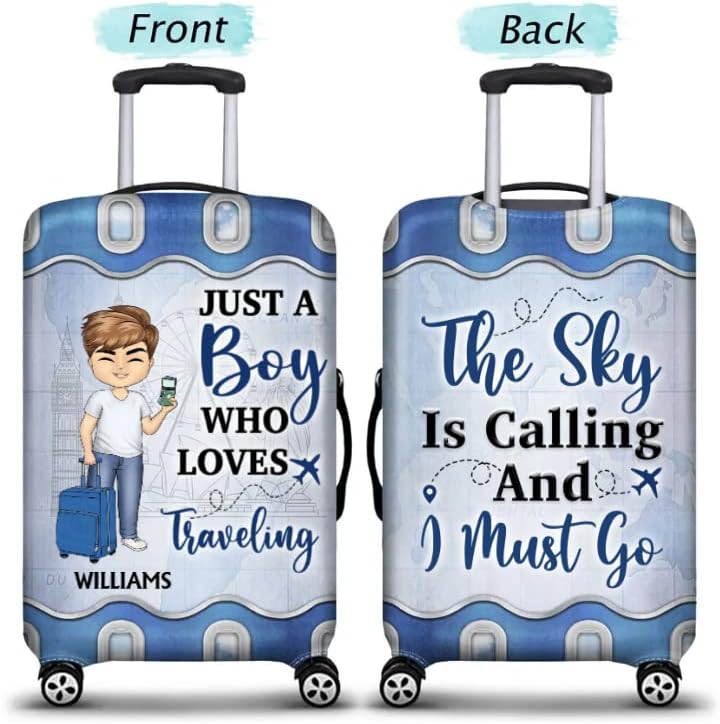 review Personalized Name Just A Girl/Just A Boy Who Loves Traveling Luggage Cover 3 Sizes