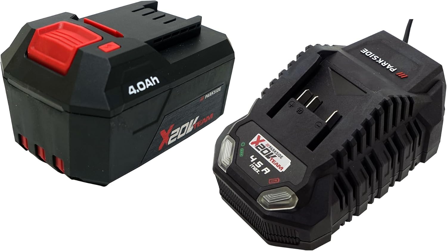 1 batteria da 20 V 4 Ah Pap 20 B3 + 1 caricatore da 20 V 4,5 A PLG 20 C3 – Parkside Bundle/Set X20 V Team