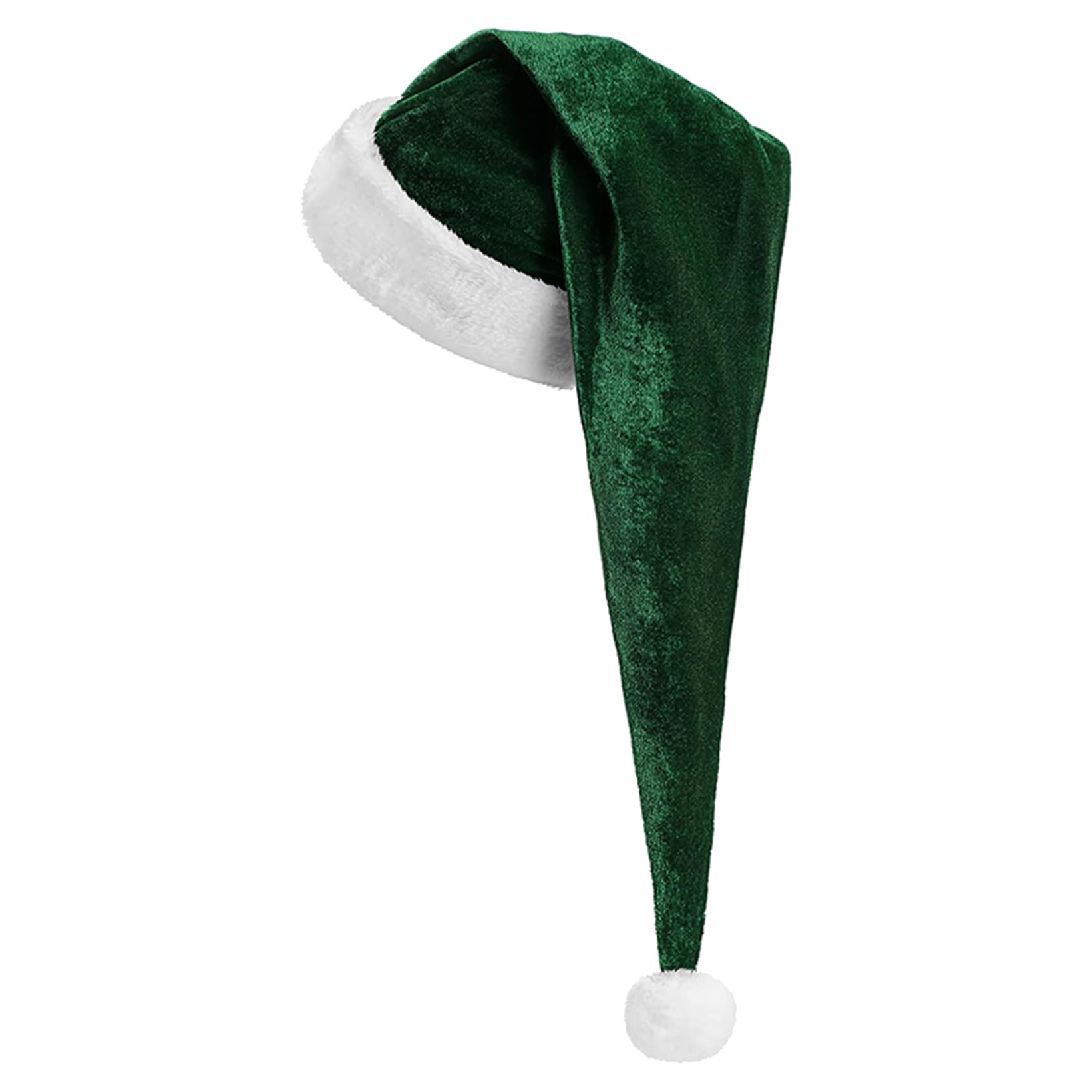 JanJean Premium Plush Christmas Beanie for Adults Soft Stretch Santa Hat with Fuzzy Ball Comfort Fit for All-Day Wear Dark Green One Size