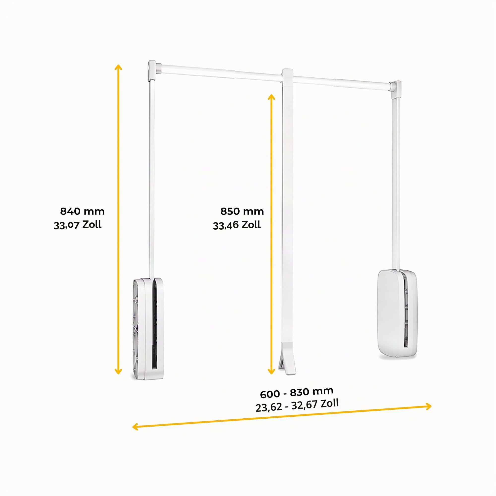 Emuca - Kleiderlift für Garderoben Sling, 600-830mm, Weißer Kunststoff, Stahl und Kunststoff