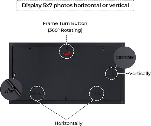 Miniatura 3 de Marcos de fotos negros de 10 x 20 pulgadas con 3 aberturas, para mostrar múltiples fotos de 5 x 7 o de 10 x 20 pulgadas sin paspartú, marco de