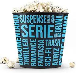 Balde de Pipoca, 3,5 litros, modelo CINÉFILOS, escrita azul