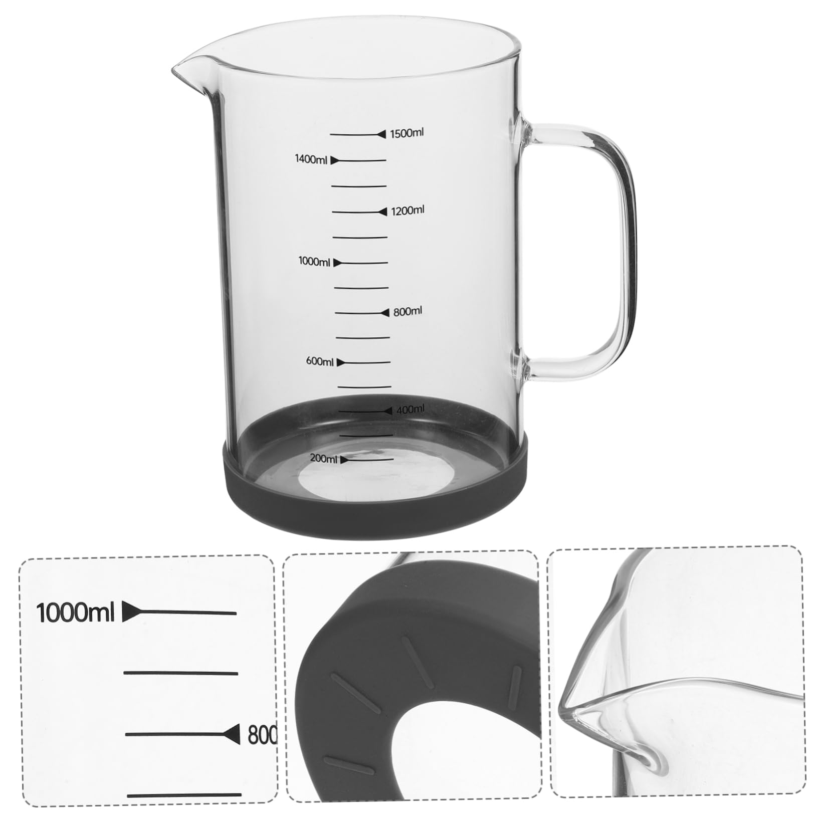 Cabilock Tasse à Mesurer Outil de Mesure Liquide en Verre Borosilicate 1500ml Pratique et Solide Légère et Précise pour Maison et Hôtel