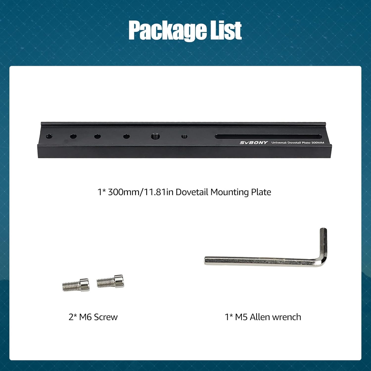 SVBONY SV219 Dovetail Mount Plate, 300mm 11.81 inches Universal Dovetail Plate Compatible with Dovetail Saddles, Telescope Accessories for OTA Equatorial Tripod Sky Astrophotography