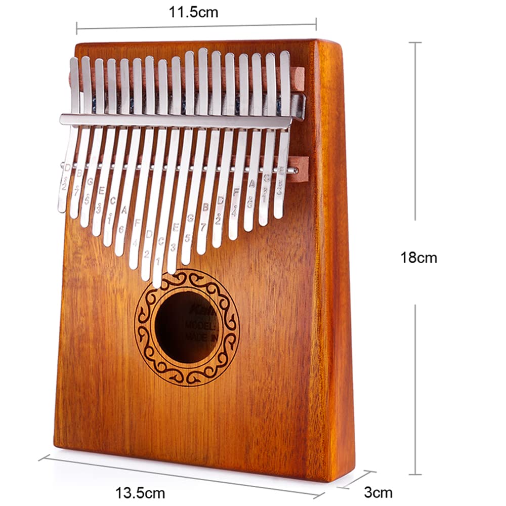 Nabance Kalimba 17 Teclas, Kalimba Piano de Pulgar Profesional en Caoba de, Marimba Instrumento Musical con Protectores de Dedos, Marcadores Adhesivos, Martillo de Afinación, Manual