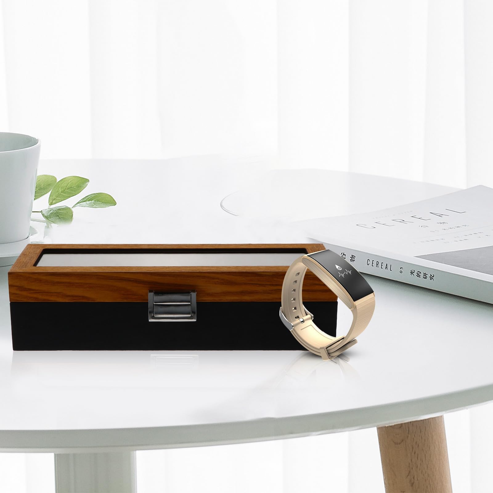 Organizador de Relojes Caja Expositora para Relojes de Madera Retro de 6 Compartimentos, Protege de Arañazos y Daños, Fácil de Limpiar, Obsequio para Cumpleaños y Navidad