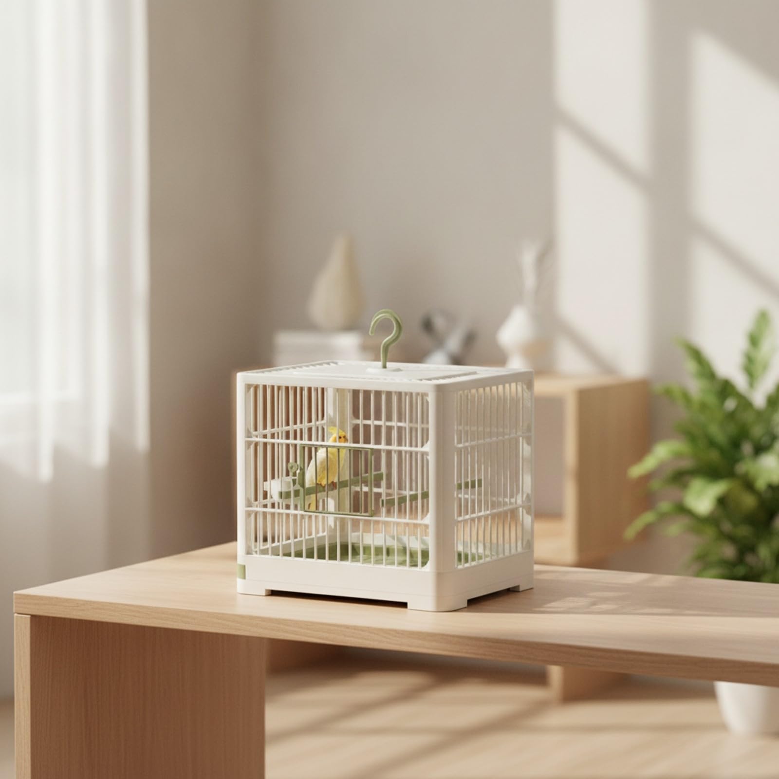 Käfig mit wanne | Käfig mit Sitzstange, praktisch Aufhängehaken, Drahtkäfig, für Zuhause, Wellensittiche, Olivgrün