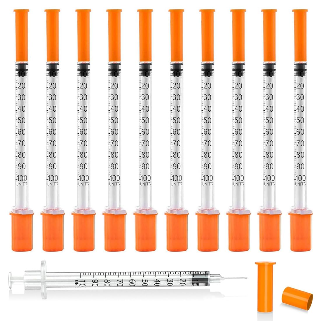 10 Stück 1 ml/cc Kunststoff Mehrzweck-Messwerkzeuge 30G/8mm Plastiktube, insulinspritzen 1ml mit nadel, spritze mit nadel, einwegspritzen, diabetes spritzen mit nadel, Einzeln Verpackt
