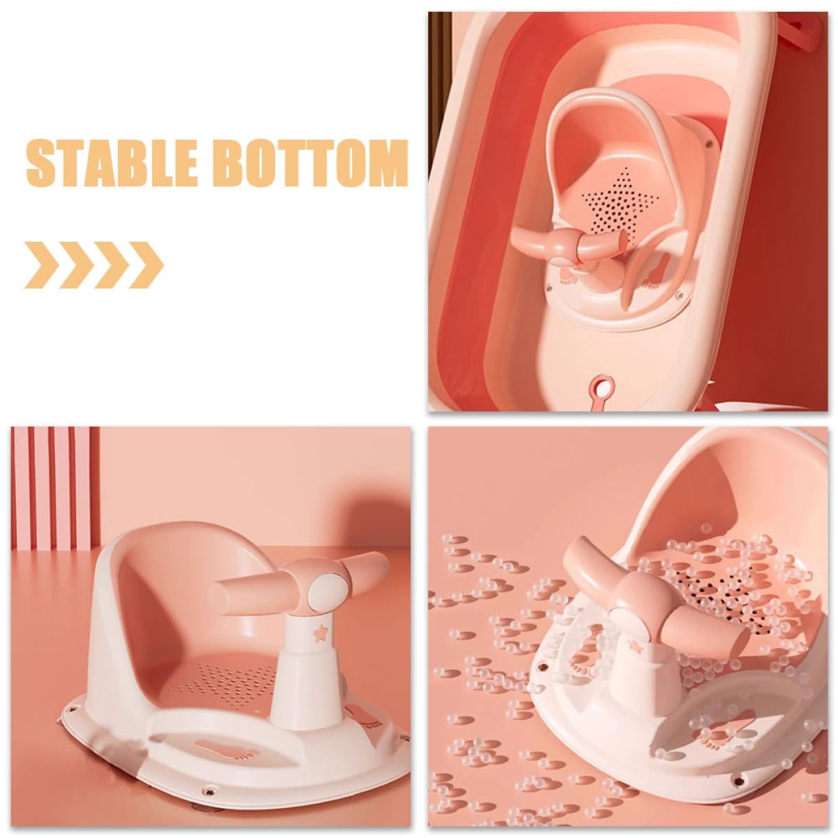 YARNOW Babybadewannensitz und Praktischem Stauraum aus Pp und Tpe mit Rutschfestem Design Ergonomischer für Neugeborene und Kleinkinder im Haushalt