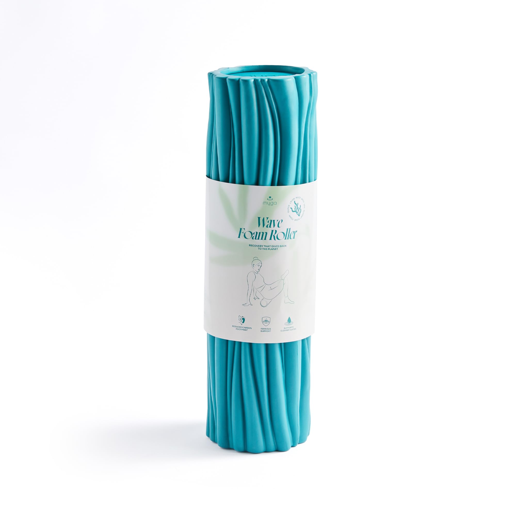 Myga Wave Foam Roller – Deep Tissue Massage Roller with Textured Surface & Bloom™ Algae Technology – Foam Roller for Muscle Recovery, Mobility, Fitness, Yoga & Pilates (Teal)