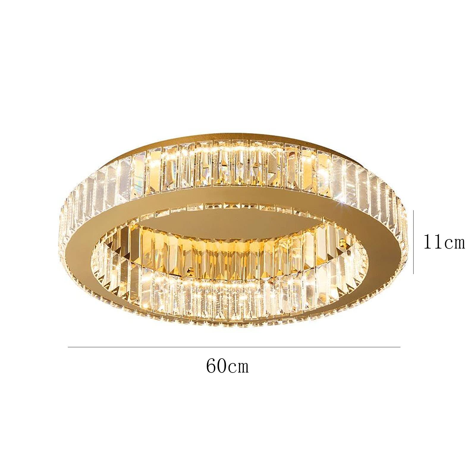 Lámpara de Techo LED empotrada, lámpara de araña de Cristal con Mando a Distancia para salón, Dormitorio, Pasillo, Oficina, luz Tricolor, 60 x 11 cm (atenuación Continua: 30 x 11 cm)