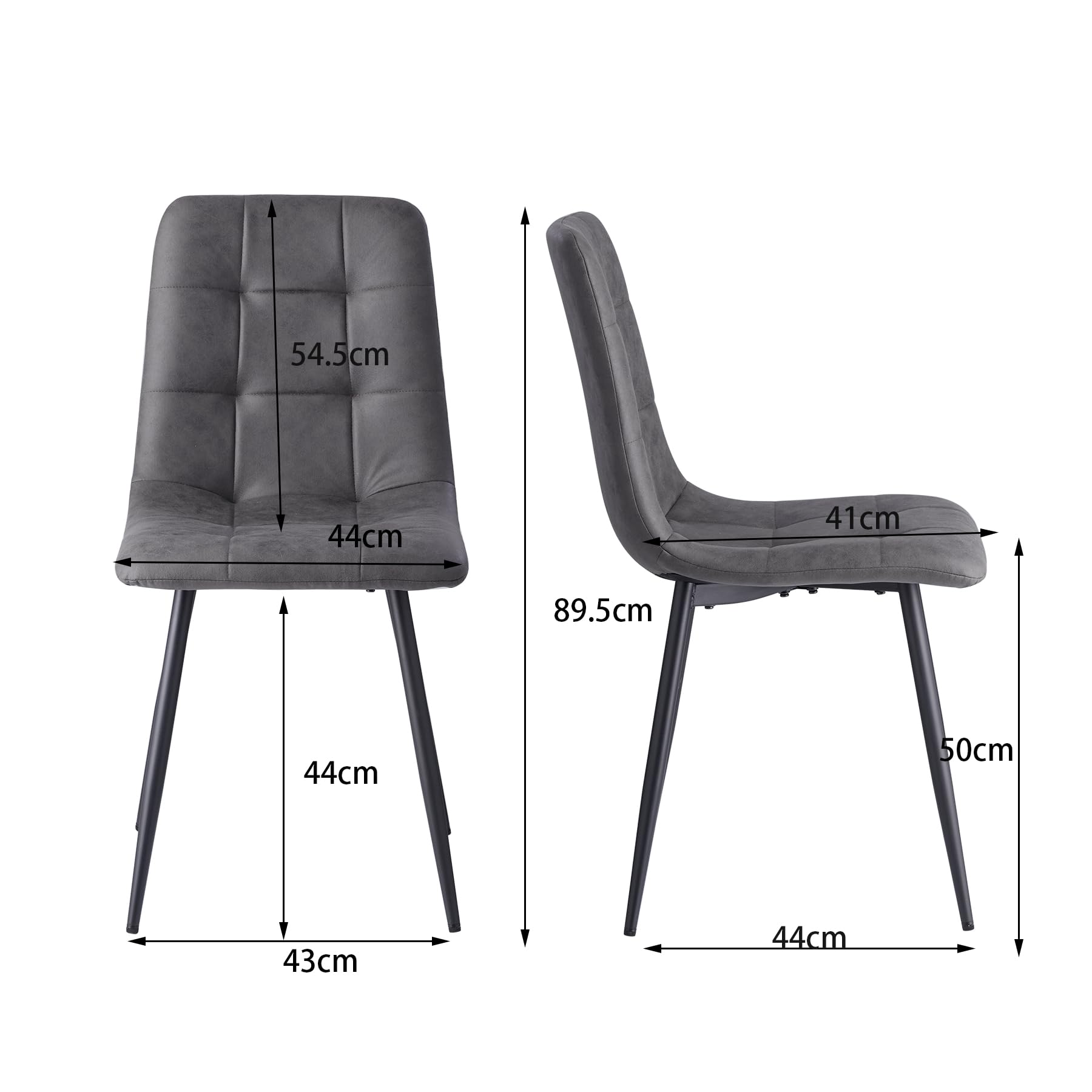 GrandCA HOME Set di 6 Sedie da Pranzo Moderne Sedie da Cucina con Gambe in Metallo, Sedie da Pranzo Imbottite Tessuto Impermeabile Leathaire Technology, Grigio Scuro-KJ