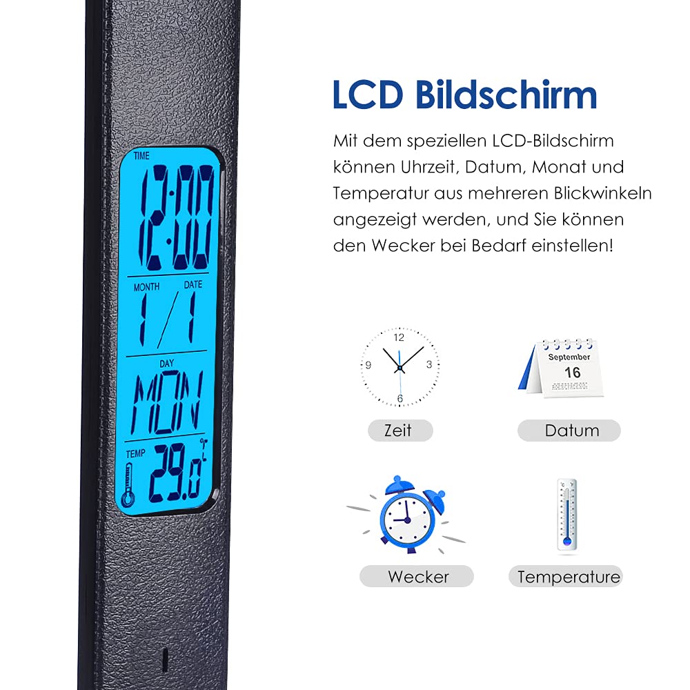LED Desk Lamp with Wireless Charger, USB Charging Port, Desk Lamp with Clock, Phone Holder, 5 Brigntness x 3 Colour Modes - Image 2