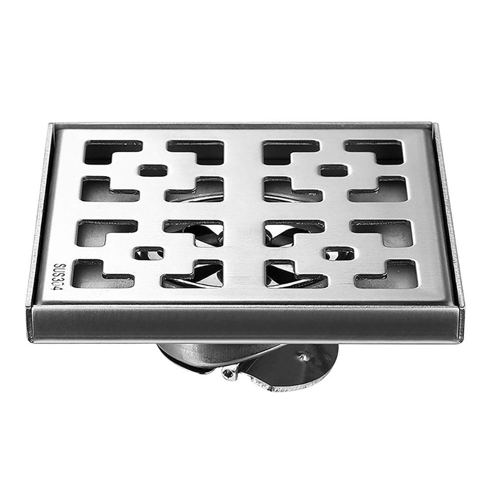 KLGFBDC Square Shower Drain with Removable Cover, Stainless Steel Anti Odor Floor Drain, Multi Purpose Drainage System with Hair Strainer for Bathroom & Public Spaces