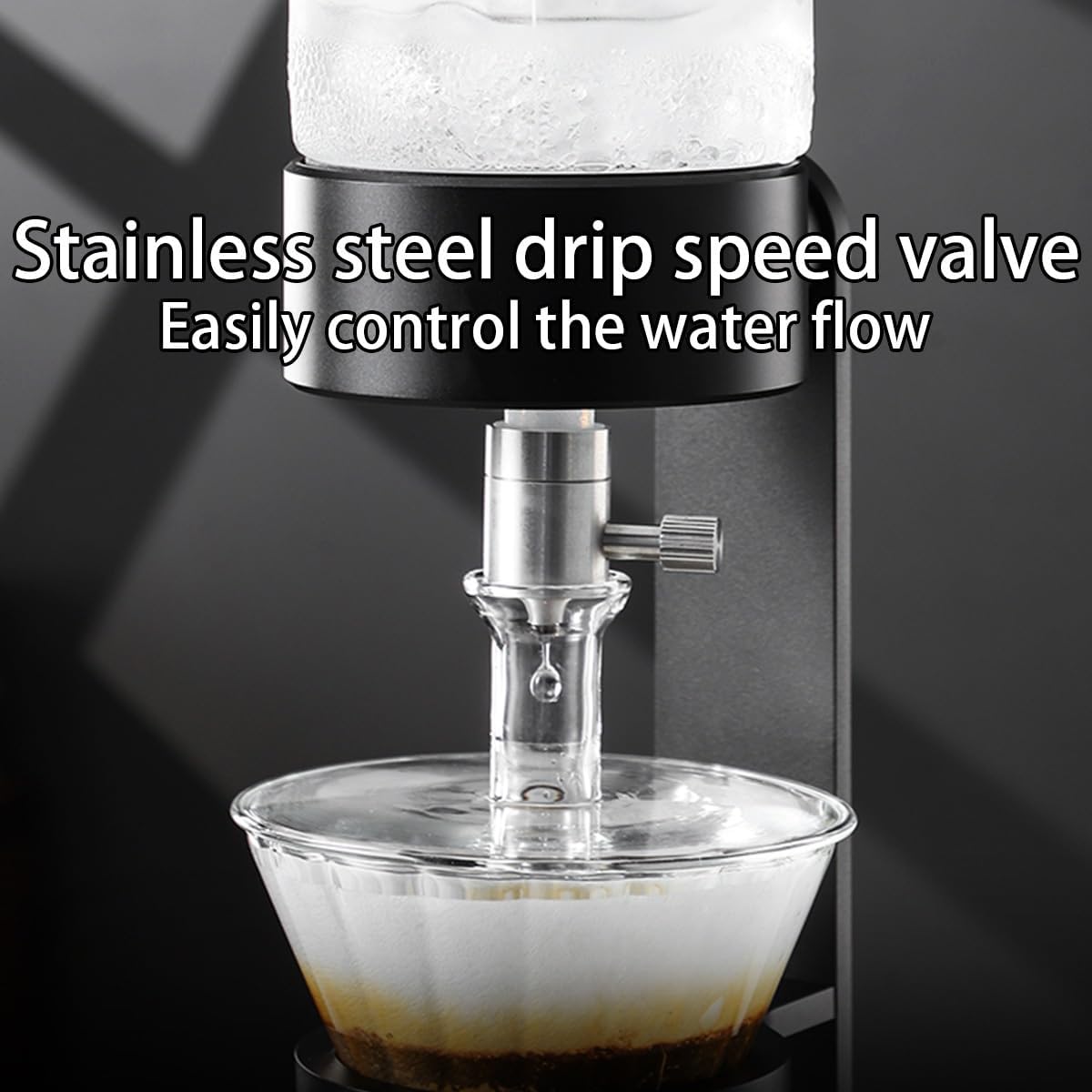 Caffettiera a freddo da 500 ml, con valvola antigoccia in acciaio inox, in vetro borosilicato, 2-3 tazze, per casa e ufficio