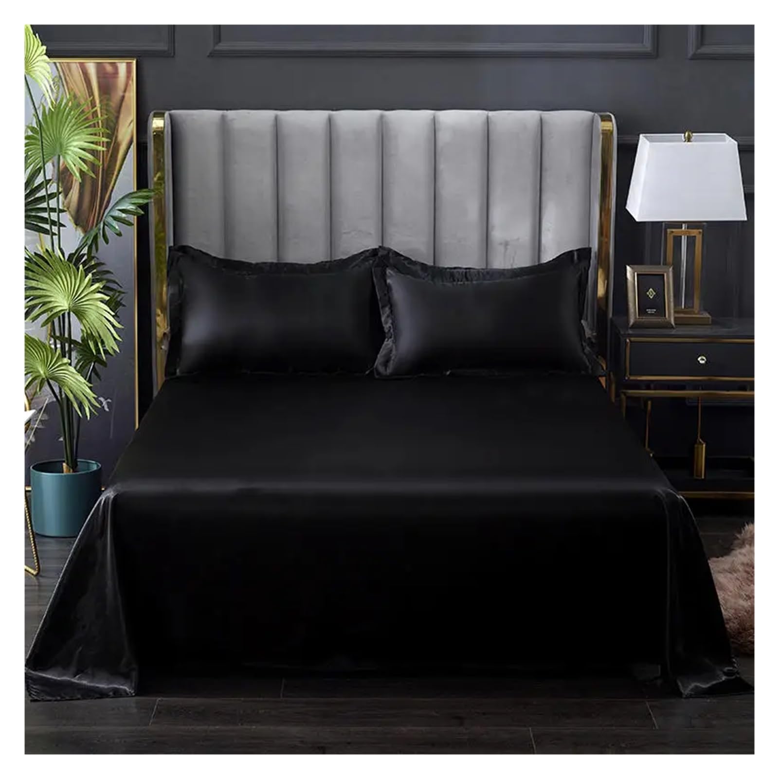 Sabanas 1 sábana for Cama de Verano con Tejido refrescante, sábanas Planas de satén Suave for Cama Doble Sabanas Seda(Color15,170x230cm 66x90inch)