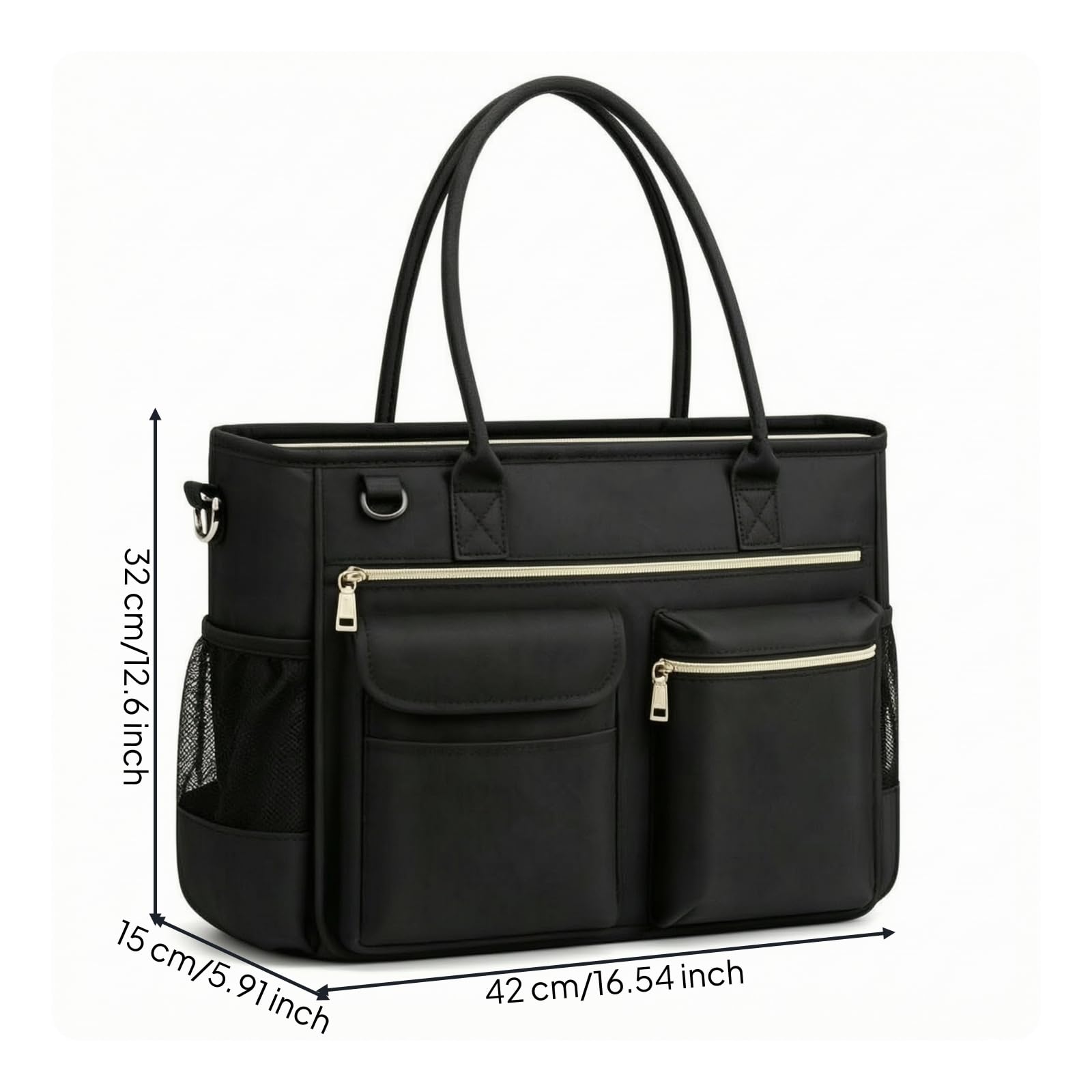 Laptoptasche mit Reißverschlussfach multifunktional Polyester-Tote-Tasche vielseitig Computertasche für Lehrer, Krankenschwestern, Pendeln, Arbeitsweg