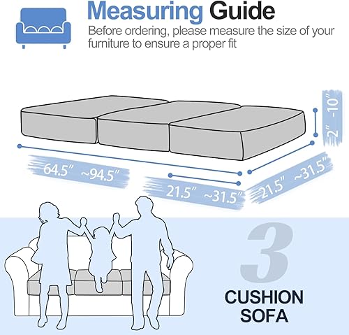 Miniatura 10 de WEYOND Fundas de cojín grandes para respaldo y respaldo súper elásticas para sofá de 2 cojines, fundas de cojín para respaldo de sofá, fundas de