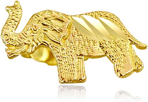 14k REAL Yellow Gold Elephant Stud Earrings (10 x 7 mm)