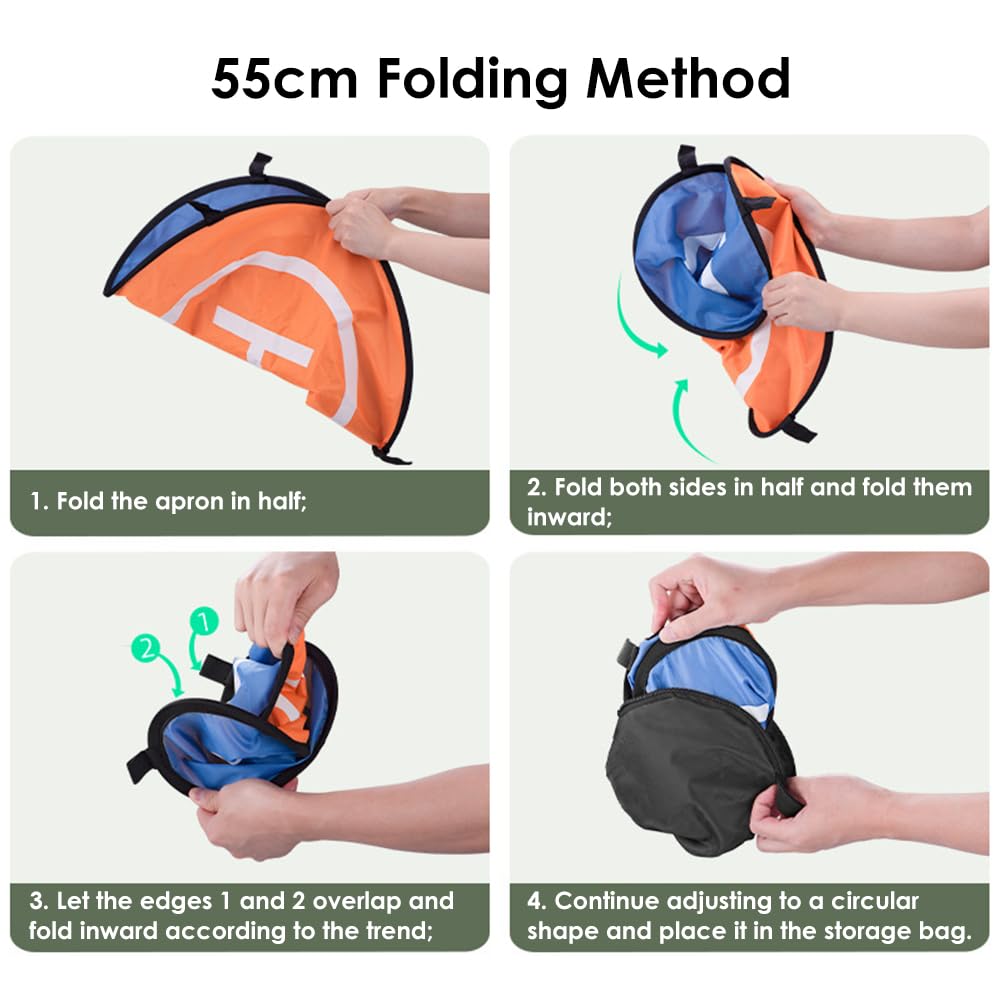 55CM Drone Landing Pad,Collapsible Helipad Dronepad Launch Mat,Waterproof Portable Foldable Helipad,Helicopter Landig Mat With Pegs,For Mini 4 Pro/Mini 4K/Mini 2 SE/Avata 2/Air 3/Mini 3 Pro,Kiuiom - Image 4