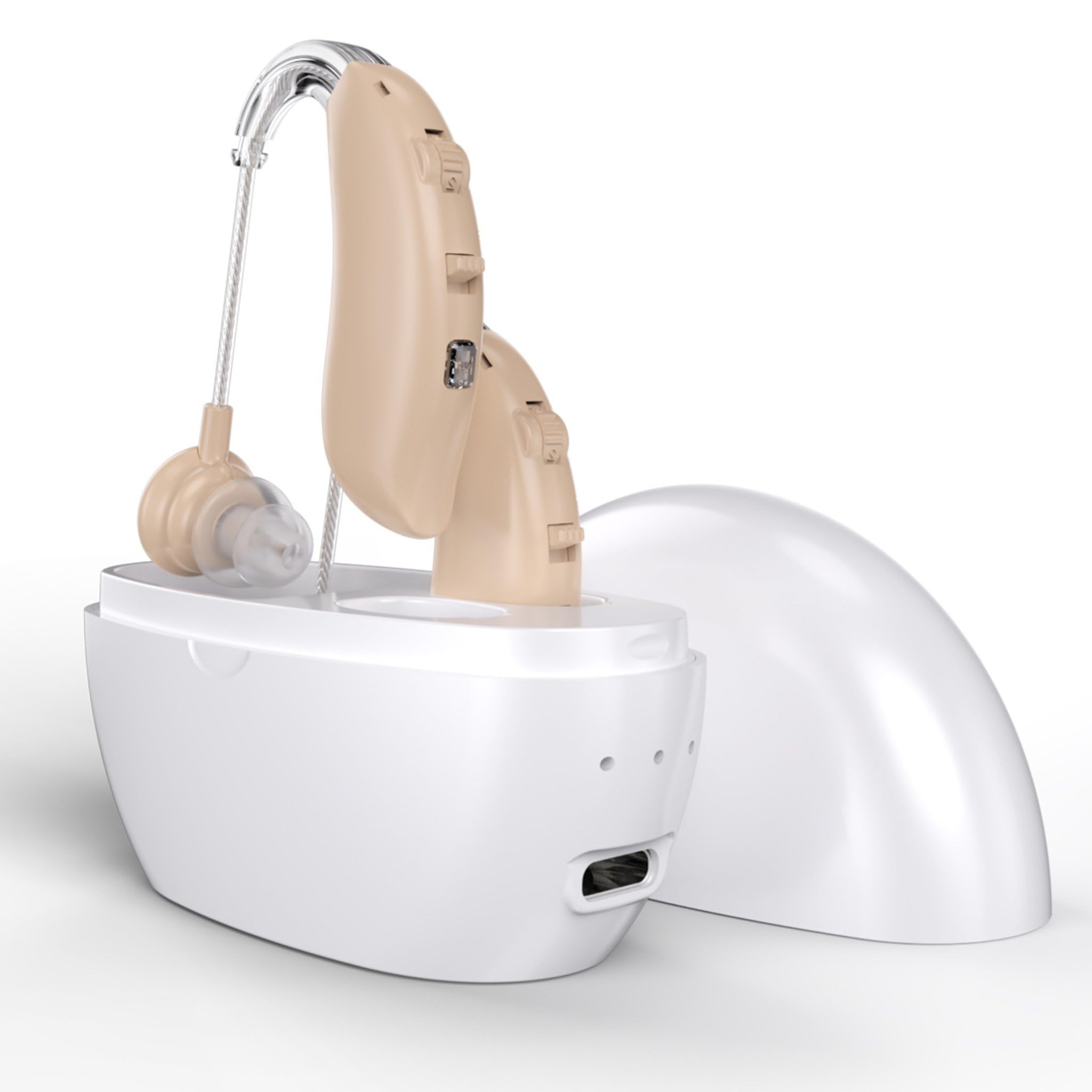 JD Health Tech Dispositivo audio ricaricabile per anziani, lunga durata della batteria e vestibilità comoda, leggero
