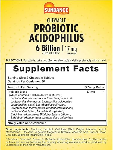 Miniatura 2 de Sundance Probiotic Acidophilus - 60 comprimidos masticables, paquete de 3