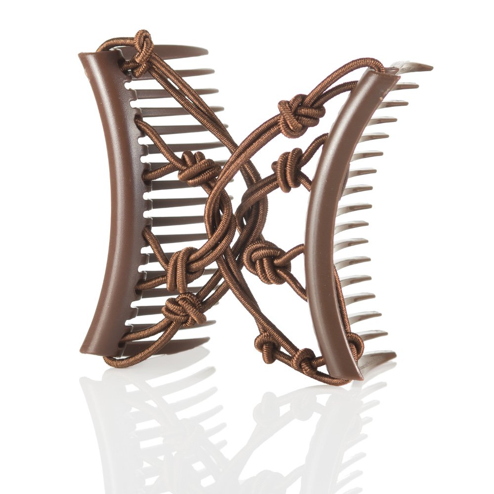 Original Comfy Comb - Double Comb for Fine Thin & Wavy Hair - Easy Ponytail Hairstyles and Long Lasting Updo's (Pretzel Brown)