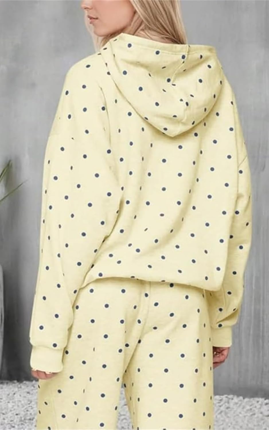 Polka Dot Hoodie and Sweatpants Set for Women 2026 Polka Dot Lounge 2 Piece Outfits Oversized Spring Summer Tracksuit