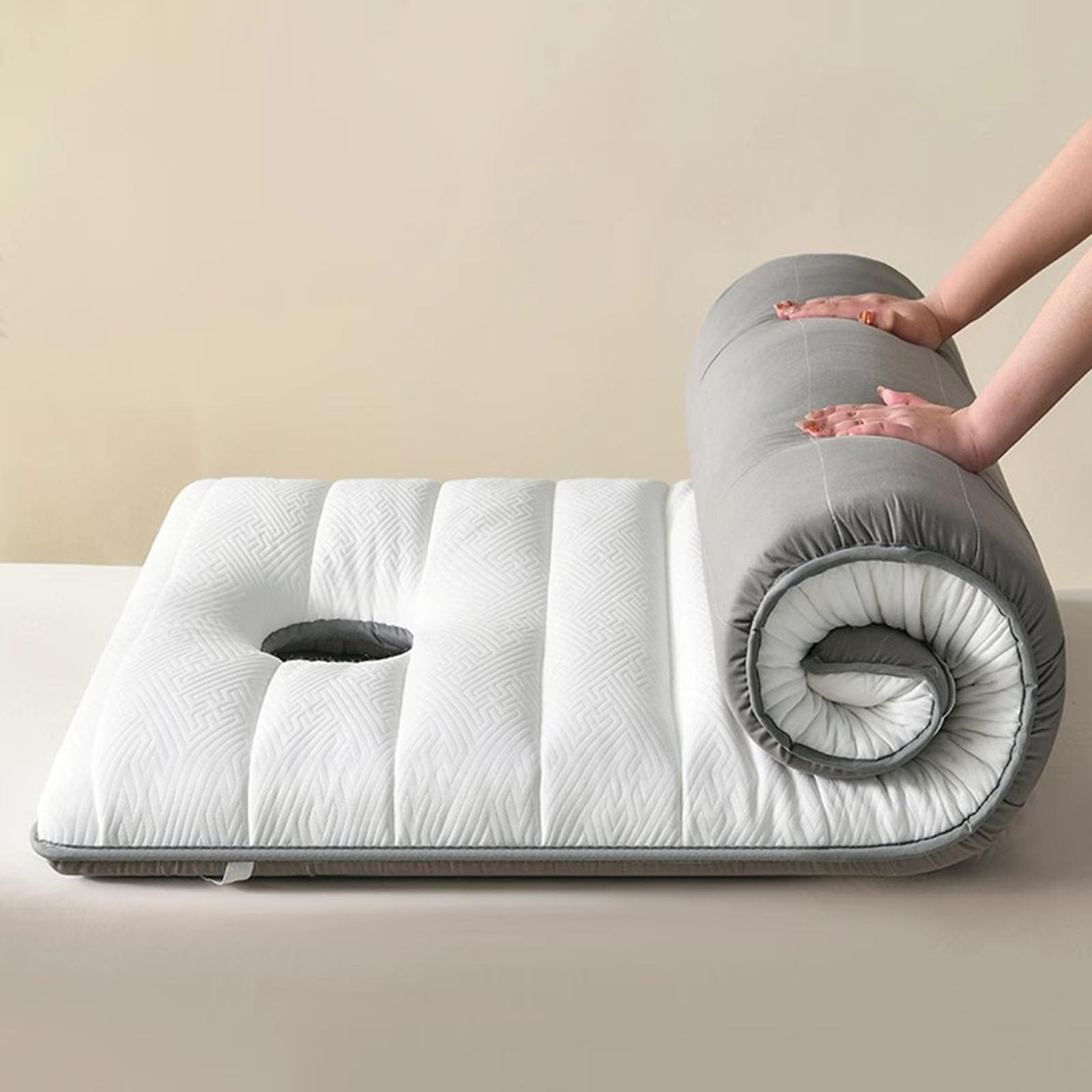 Memory Foam Massage Bed Mattress Topper With Hole Spa Massage Table Pad & Face Cradl Massage Treatment Couch With Headrest And Elastic Bands Non-slip Lash Bed Cushion(Size:70x190cm,Color:B)