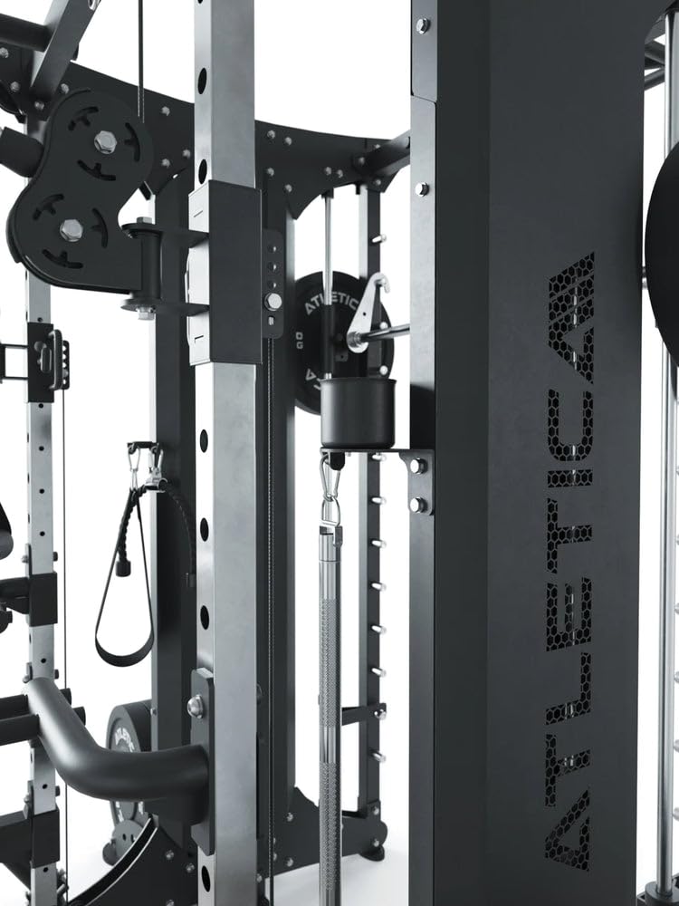 ATLETICA Dual | Multipresse | Doppelseitige Smith Maschine Kraftstation mit Steckgewichten | Studio Qualität | 472kg Eigengewicht | Training zu zweit