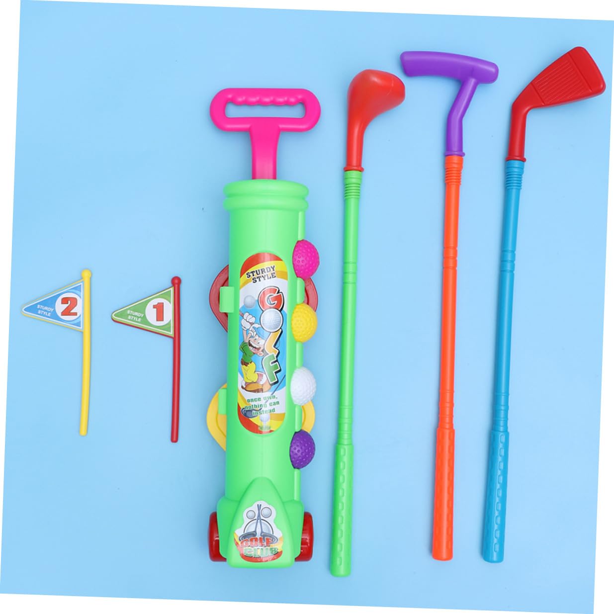 BESPORTBLE 2 Ensembles de Jouets de Golf pour Garçon et Filles en Plastique Vert, Légers et Portables, Jeux Sportifs D'intérieur Plein Air pour Développement Musculaire des Bras