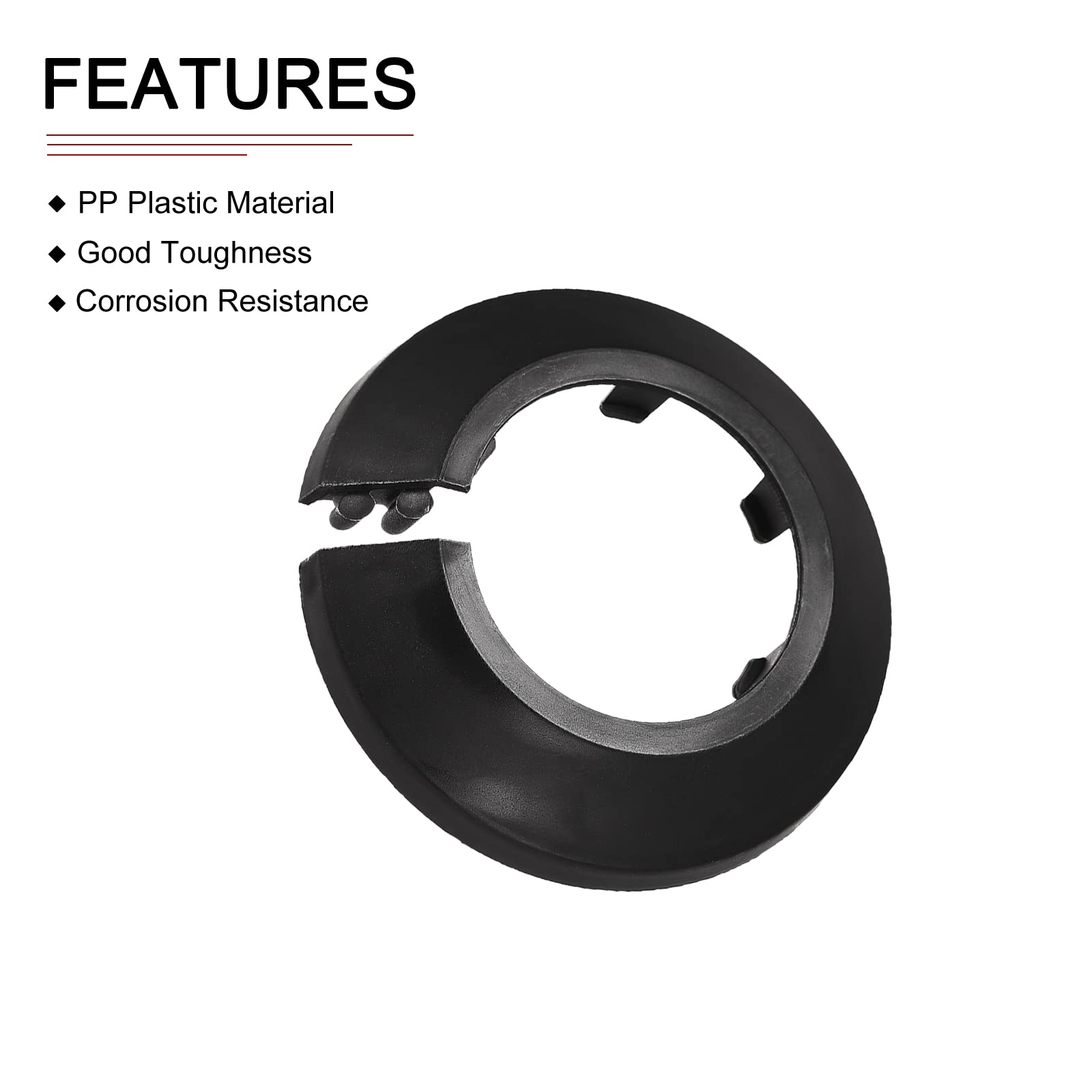 DTGN 62x14mm(DxT) Pipe Cover Decoration - 10Pack - Good for Bathroom Kitchen 34mm Dia Pipe - PP Plastic Escutcheon - Black - Image 3