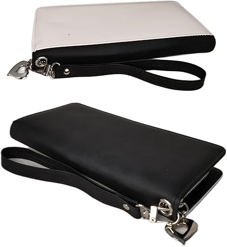 Miniatura 3 de Sublimación Billetera con cremallera para mujer, bolsa de almacenamiento, embrague de viaje para mujer, pulsera de embrague de bricolaje (Negro),