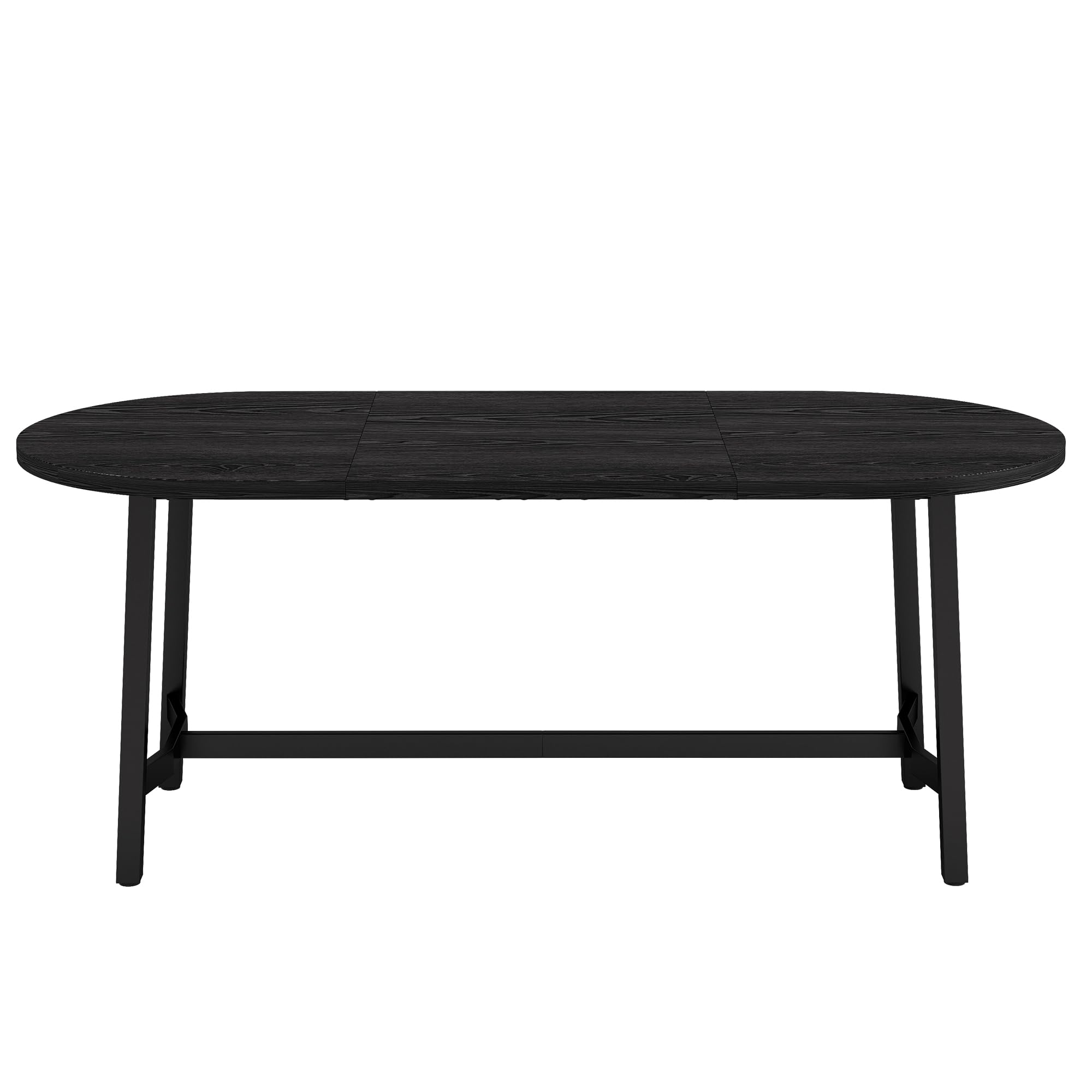SACOOL Tavolo da pranzo, 180 x 80 x 75 cm, per 6-8 persone, angoli arrotondati, stile semplice, gambe in ferro, nero