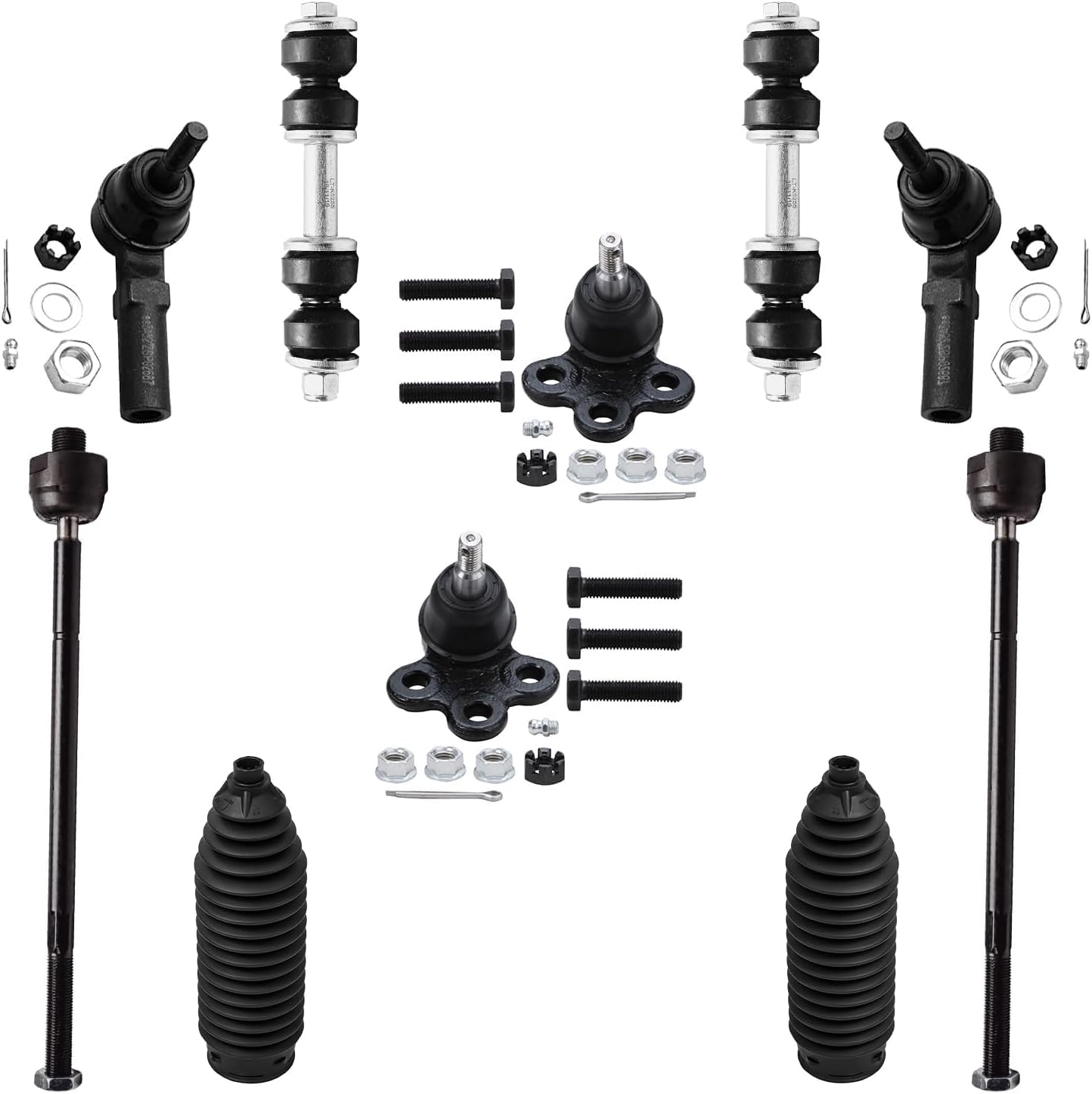 Detroit Axle - 10pc Front Suspension Kit for Buick LeSabre Park Avenue Riviera Cadillac DeVille Seville Aurora Bonneville 2 Lower Ball Joints 4 Inner & Outer Tie Rods 2 Sway Bars 2 Boots Replacement