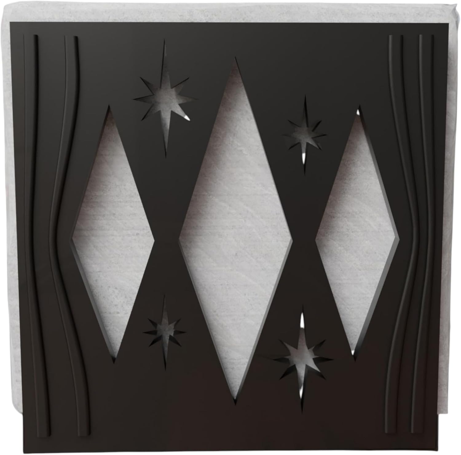 Midcentury Modern Retro Style Triple Diamond Star Bursts Napkin Holder Geometric Kitchen Decor 1960s 50s Atomic Era Gift Unique (Black)