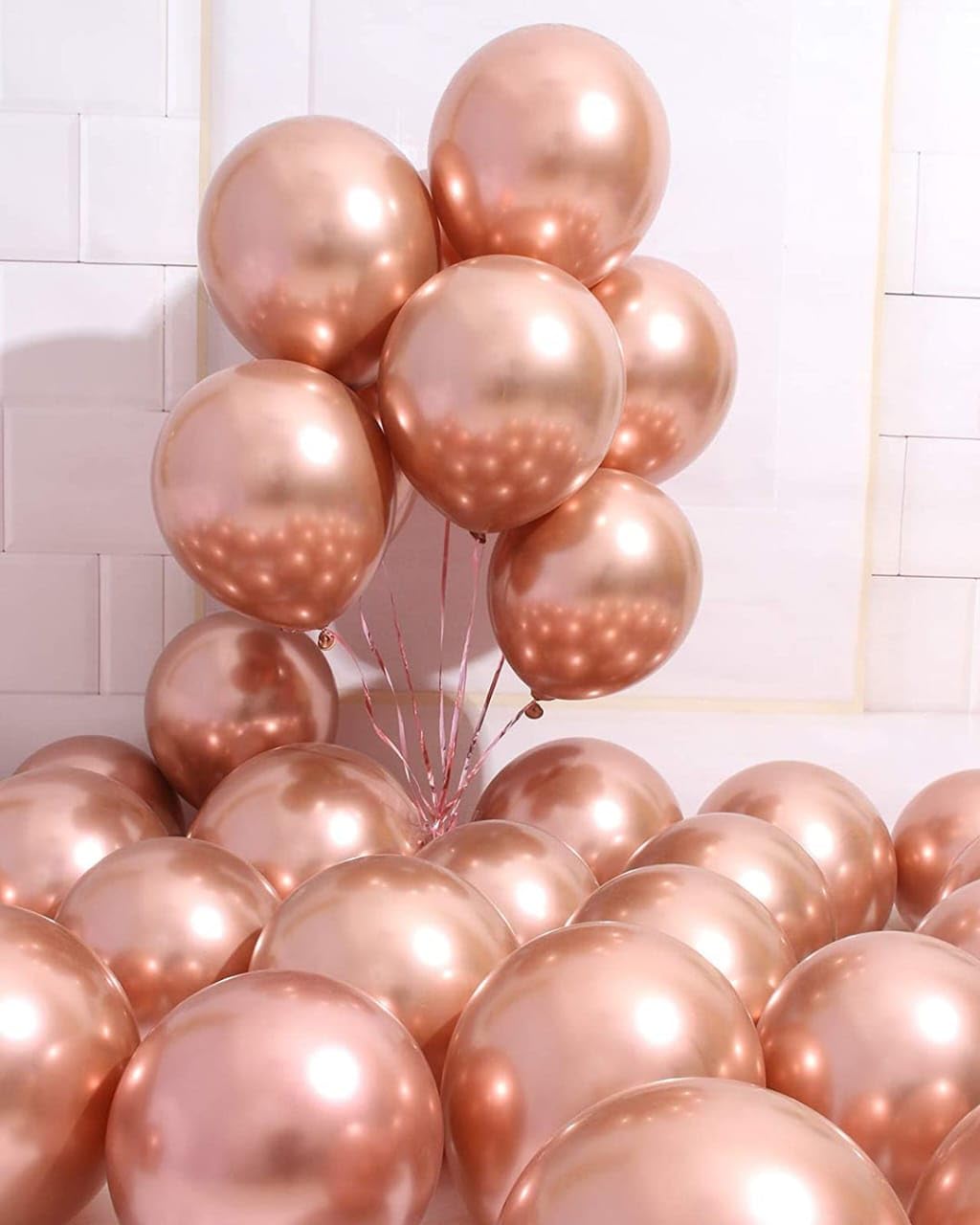 Balony dekoracyjne 25 cm - chromowane kolory różowego złota - 100 szt
