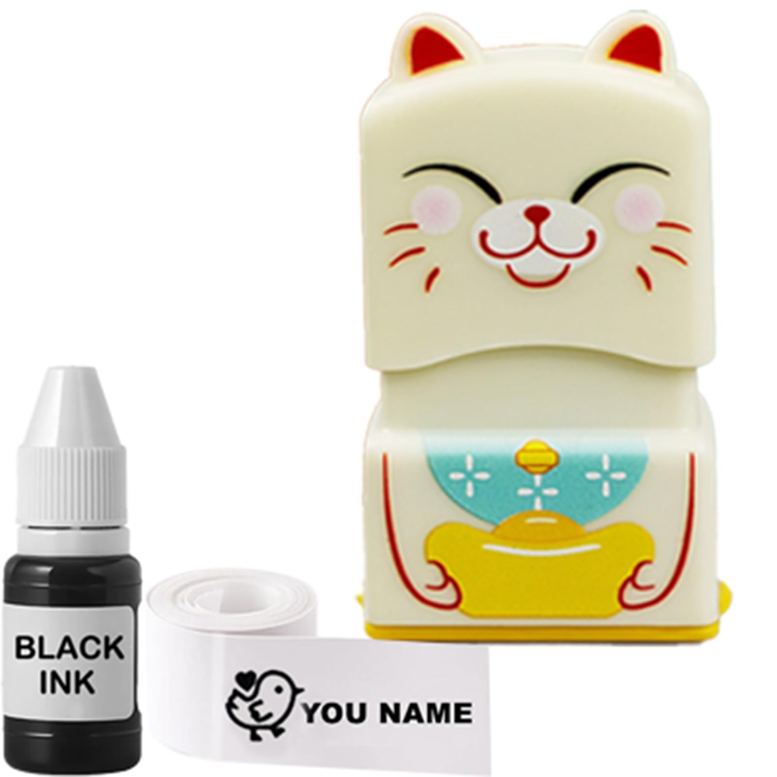 OUYOOLE Name Stamp for Kids Clothing, Custom Seal with Refill Ink, Personalized Name Stamp for Clothes