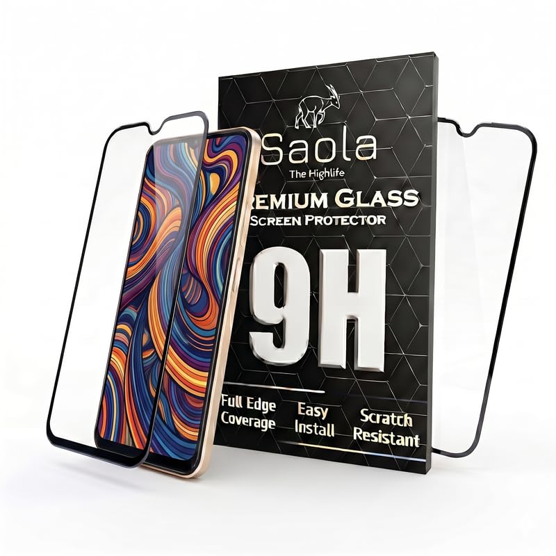 Image of Saola HD+ Oleophobic Tempered Glass Screen Protector For Vivo Y73 (Pack Of 2) with Free Installation Kit. Full screen Coverage - 6.44 inch